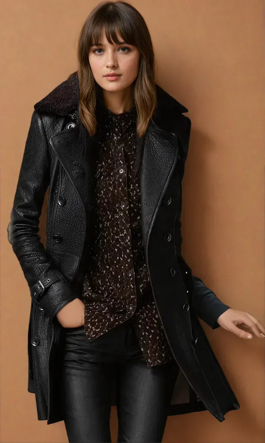 Isabella Vintage Leather Trench